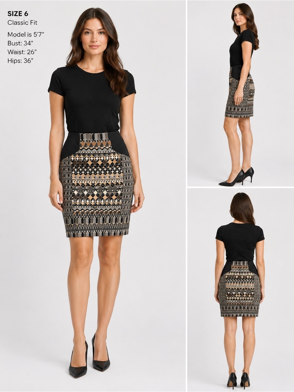 Nic & Zoe Southwestern Boho Chic Aztec Print Pencil Skirt 6
